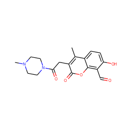 Cc1c(CC(=O)N2CCN(C)CC2)c(=O)oc2c(C=O)c(O)ccc12 ZINC000221073050