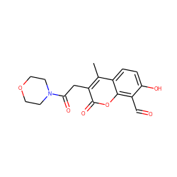 Cc1c(CC(=O)N2CCOCC2)c(=O)oc2c(C=O)c(O)ccc12 ZINC000221072966