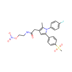 Cc1c(CC(=O)NCCO[N+](=O)[O-])cc(-c2ccc(S(C)(=O)=O)cc2)n1-c1ccc(F)cc1 ZINC000103232553