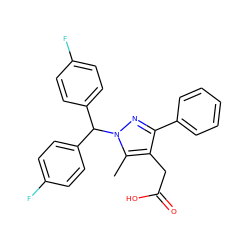 Cc1c(CC(=O)O)c(-c2ccccc2)nn1C(c1ccc(F)cc1)c1ccc(F)cc1 ZINC000096270521