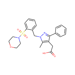 Cc1c(CC(=O)O)c(-c2ccccc2)nn1Cc1ccccc1S(=O)(=O)N1CCOCC1 ZINC000096270531