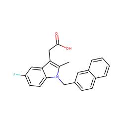 Cc1c(CC(=O)O)c2cc(F)ccc2n1Cc1ccc2ccccc2c1 ZINC000095572746