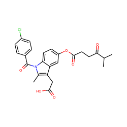 Cc1c(CC(=O)O)c2cc(OC(=O)CCC(=O)C(C)C)ccc2n1C(=O)c1ccc(Cl)cc1 ZINC000013862794