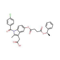 Cc1c(CC(=O)O)c2cc(OC(=O)CCC(=O)O[C@H](C)c3ccccc3)ccc2n1C(=O)c1ccc(Cl)cc1 ZINC000029466526