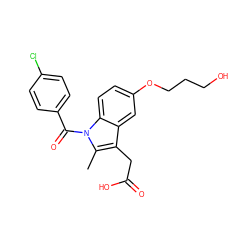 Cc1c(CC(=O)O)c2cc(OCCCO)ccc2n1C(=O)c1ccc(Cl)cc1 ZINC000013862790