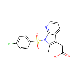 Cc1c(CC(=O)O)c2cccnc2n1S(=O)(=O)c1ccc(Cl)cc1 ZINC000035876845