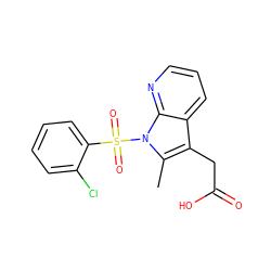 Cc1c(CC(=O)O)c2cccnc2n1S(=O)(=O)c1ccccc1Cl ZINC000038249026