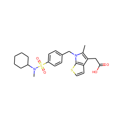 Cc1c(CC(=O)O)c2ccsc2n1Cc1ccc(S(=O)(=O)N(C)C2CCCCC2)cc1 ZINC000066097603