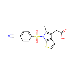 Cc1c(CC(=O)O)c2ccsc2n1S(=O)(=O)c1ccc(C#N)cc1 ZINC000066098452