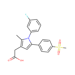 Cc1c(CC(=O)O)cc(-c2ccc(S(C)(=O)=O)cc2)n1-c1cccc(F)c1 ZINC000045337866