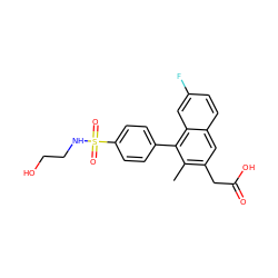 Cc1c(CC(=O)O)cc2ccc(F)cc2c1-c1ccc(S(=O)(=O)NCCO)cc1 ZINC000205731406