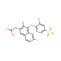 Cc1c(CC(=O)O)cc2ccc(F)cc2c1Oc1ncc(S(C)(=O)=O)cc1Br ZINC000095576460