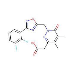 Cc1c(CC(=O)O)nn(Cc2nc(-c3cccc(F)c3F)no2)c(=O)c1C ZINC000013650642