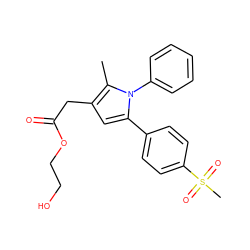 Cc1c(CC(=O)OCCO)cc(-c2ccc(S(C)(=O)=O)cc2)n1-c1ccccc1 ZINC000073223112