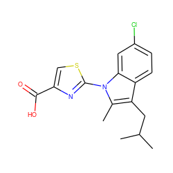 Cc1c(CC(C)C)c2ccc(Cl)cc2n1-c1nc(C(=O)O)cs1 ZINC000029044354