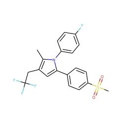 Cc1c(CC(F)(F)F)cc(-c2ccc(S(C)(=O)=O)cc2)n1-c1ccc(F)cc1 ZINC000003814550