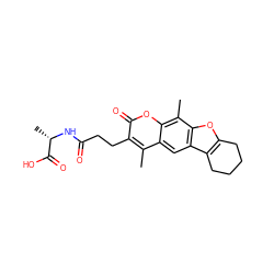 Cc1c(CCC(=O)N[C@@H](C)C(=O)O)c(=O)oc2c(C)c3oc4c(c3cc12)CCCC4 ZINC000002107288