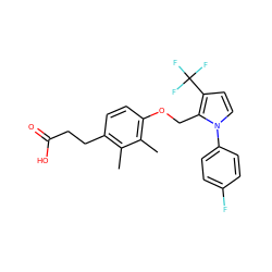 Cc1c(CCC(=O)O)ccc(OCc2c(C(F)(F)F)ccn2-c2ccc(F)cc2)c1C ZINC000221882217