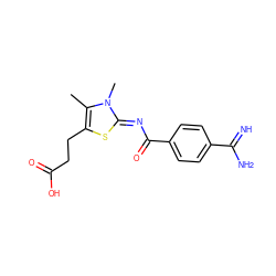 Cc1c(CCC(=O)O)s/c(=N\C(=O)c2ccc(C(=N)N)cc2)n1C ZINC000025982524