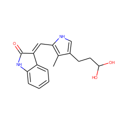 Cc1c(CCC(O)O)c[nH]c1/C=C1/C(=O)Nc2ccccc21 ZINC000026830216