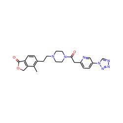 Cc1c(CCN2CCN(C(=O)Cc3ccc(-n4cnnn4)cn3)CC2)ccc2c1COC2=O ZINC000168485232