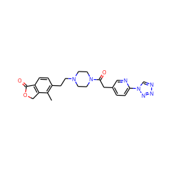 Cc1c(CCN2CCN(C(=O)Cc3ccc(-n4cnnn4)nc3)CC2)ccc2c1COC2=O ZINC000168482444