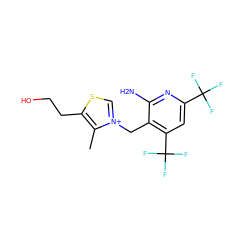 Cc1c(CCO)sc[n+]1Cc1c(C(F)(F)F)cc(C(F)(F)F)nc1N ZINC000029125629