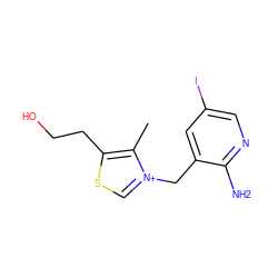 Cc1c(CCO)sc[n+]1Cc1cc(I)cnc1N ZINC000029125627