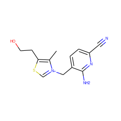 Cc1c(CCO)sc[n+]1Cc1ccc(C#N)nc1N ZINC000029125584