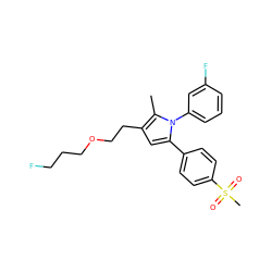 Cc1c(CCOCCCF)cc(-c2ccc(S(C)(=O)=O)cc2)n1-c1cccc(F)c1 ZINC000653689036