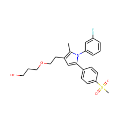 Cc1c(CCOCCCO)cc(-c2ccc(S(C)(=O)=O)cc2)n1-c1cccc(F)c1 ZINC000095587431