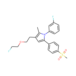 Cc1c(CCOCCF)cc(-c2ccc(S(C)(=O)=O)cc2)n1-c1cccc(F)c1 ZINC000653693446