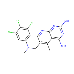 Cc1c(CN(C)c2cc(Cl)c(Cl)c(Cl)c2)cnc2nc(N)nc(N)c12 ZINC000005891410