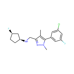 Cc1c(CN[C@H]2CC[C@@H](F)C2)nn(C)c1-c1cc(F)cc(Cl)c1 ZINC000043075319