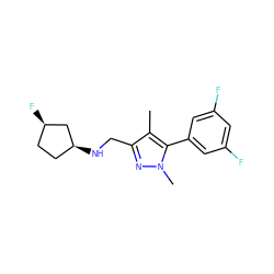 Cc1c(CN[C@H]2CC[C@@H](F)C2)nn(C)c1-c1cc(F)cc(F)c1 ZINC000043063381