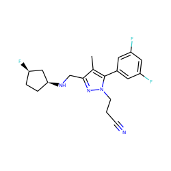 Cc1c(CN[C@H]2CC[C@@H](F)C2)nn(CCC#N)c1-c1cc(F)cc(F)c1 ZINC000043075913