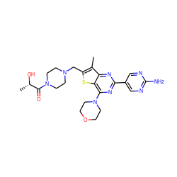 Cc1c(CN2CCN(C(=O)[C@H](C)O)CC2)sc2c(N3CCOCC3)nc(-c3cnc(N)nc3)nc12 ZINC000059224388