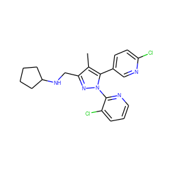 Cc1c(CNC2CCCC2)nn(-c2ncccc2Cl)c1-c1ccc(Cl)nc1 ZINC000040423697