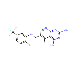 Cc1c(CNc2cc(C(F)(F)F)ccc2Br)cnc2nc(N)nc(N)c12 ZINC000027564342