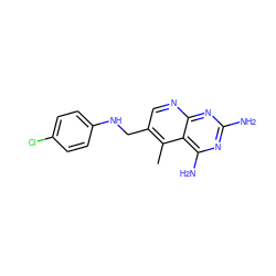 Cc1c(CNc2ccc(Cl)cc2)cnc2nc(N)nc(N)c12 ZINC000003814973