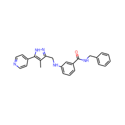 Cc1c(CNc2cccc(C(=O)NCc3ccccc3)c2)n[nH]c1-c1ccncc1 ZINC000013999330