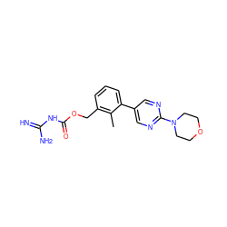 Cc1c(COC(=O)NC(=N)N)cccc1-c1cnc(N2CCOCC2)nc1 ZINC001772621813