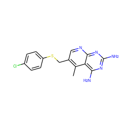 Cc1c(CSc2ccc(Cl)cc2)cnc2nc(N)nc(N)c12 ZINC000003815006