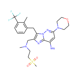 Cc1c(Cc2c(CN(C)CCS(C)(=O)=O)nc3c(N)cc(N4CCOCC4)nn23)cccc1C(F)(F)F ZINC001772645602