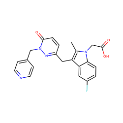 Cc1c(Cc2ccc(=O)n(Cc3ccncc3)n2)c2cc(F)ccc2n1CC(=O)O ZINC000095563070