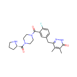 Cc1c(Cc2ccc(F)c(C(=O)N3CCN(C(=O)[C@@H]4CCCN4)CC3)c2)n[nH]c(=O)c1C ZINC000045367278