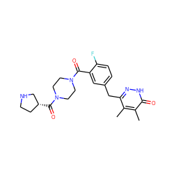 Cc1c(Cc2ccc(F)c(C(=O)N3CCN(C(=O)[C@@H]4CCNC4)CC3)c2)n[nH]c(=O)c1C ZINC000045354830