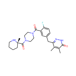 Cc1c(Cc2ccc(F)c(C(=O)N3CCN(C(=O)[C@]4(C)CCCCN4)CC3)c2)n[nH]c(=O)c1C ZINC000045335823