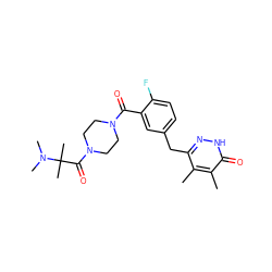 Cc1c(Cc2ccc(F)c(C(=O)N3CCN(C(=O)C(C)(C)N(C)C)CC3)c2)n[nH]c(=O)c1C ZINC000045388270