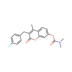 Cc1c(Cc2ccc(F)cc2)c(=O)oc2cc(OC(=O)N(C)C)ccc12 ZINC000001044916